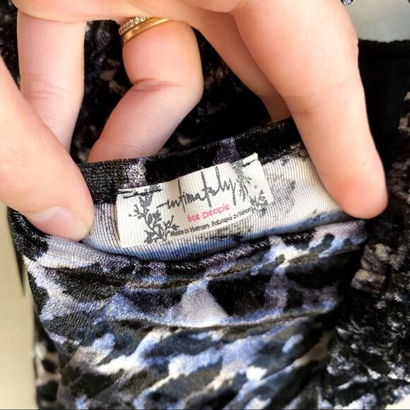 NWT Free People Virgo Moon Black Velvet Mini Dress - Picture 5 of 7